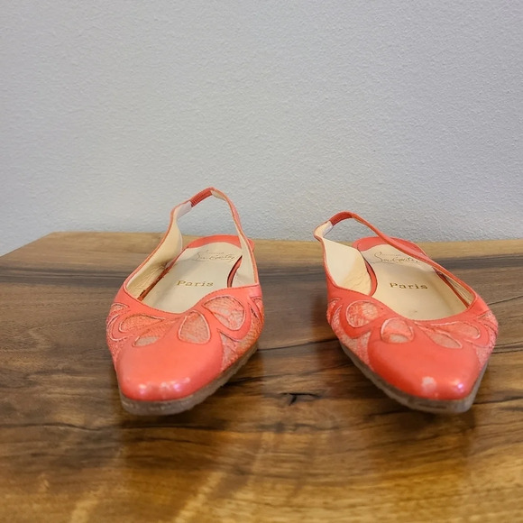 Christian Louboutin Coral Lace Slingback Flats - Picture 2 of 14